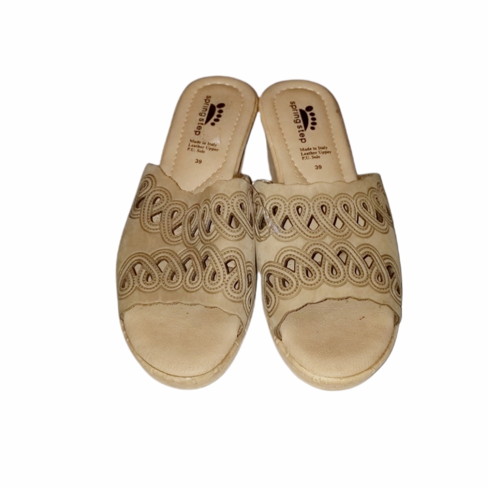 Spring Step Leather Wedge Sandal 39